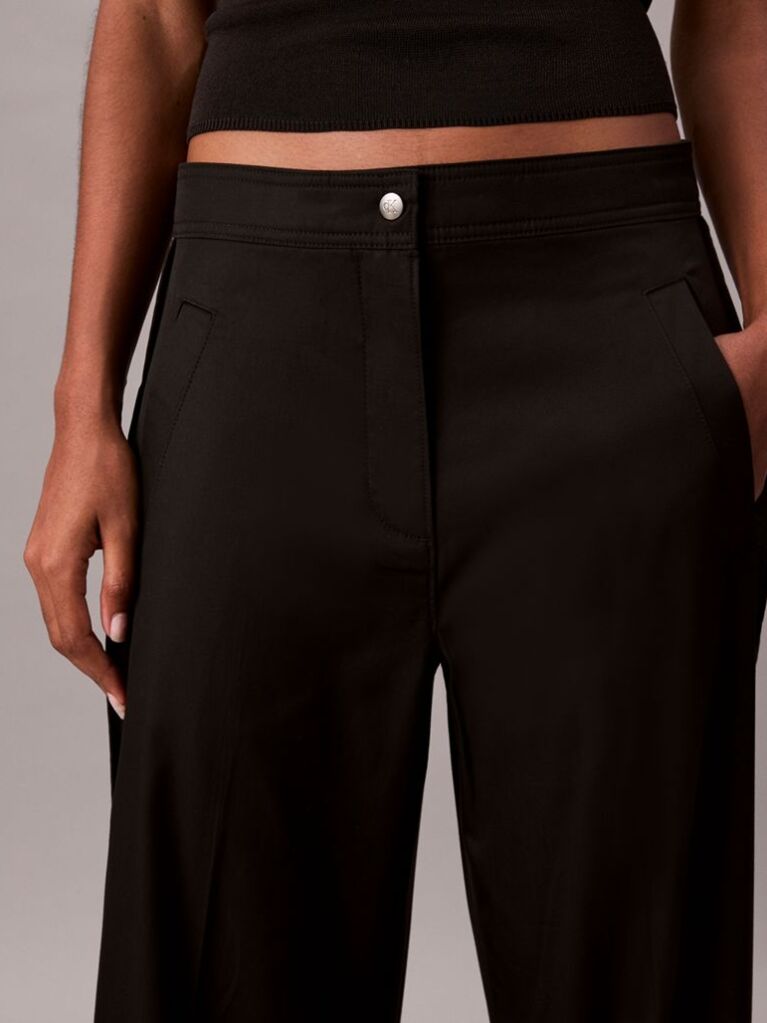 Black Cotton Twill Logo Tape Trousers  Women