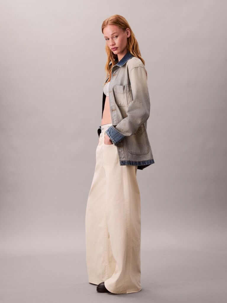 White Super Wide Leg Twill Trousers  Women