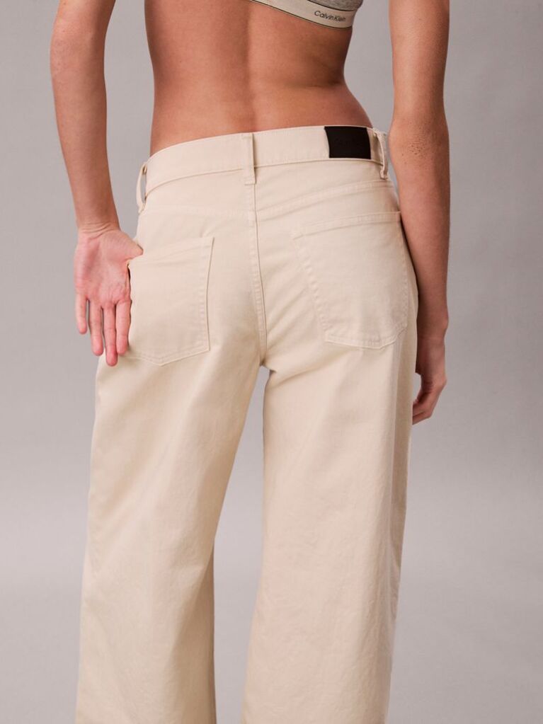White Super Wide Leg Twill Trousers  Women