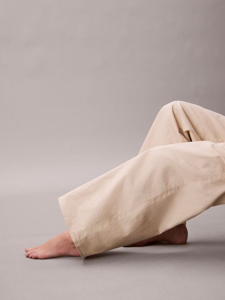 White Super Wide Leg Twill Trousers  Women