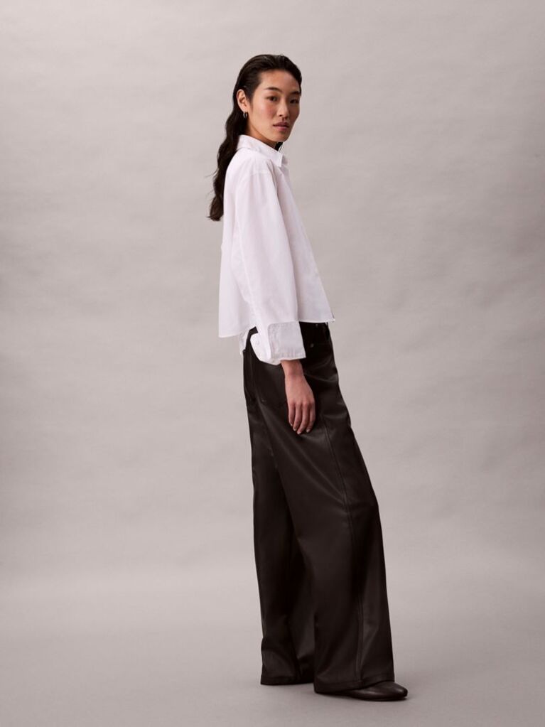 Black Faux Leather 5-Pocket Trousers  Women