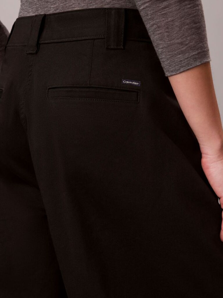 Black Cotton Stretch Twill Barrel Trousers  Women