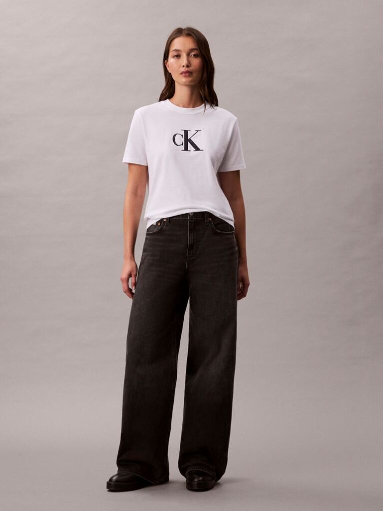 Λευκό Κλάσικό T-Shirt Με Μονόγραμμα Και Παγιέτες  Γυναίκα