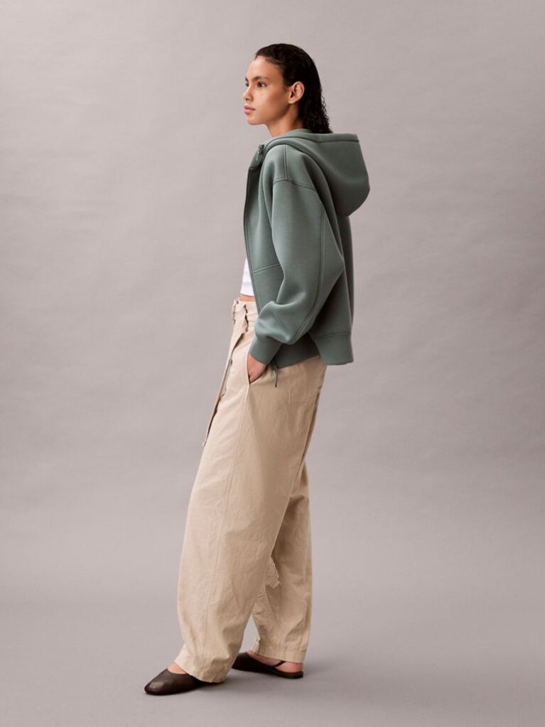 Beige Cotton Relaxed Belted Pants  Women