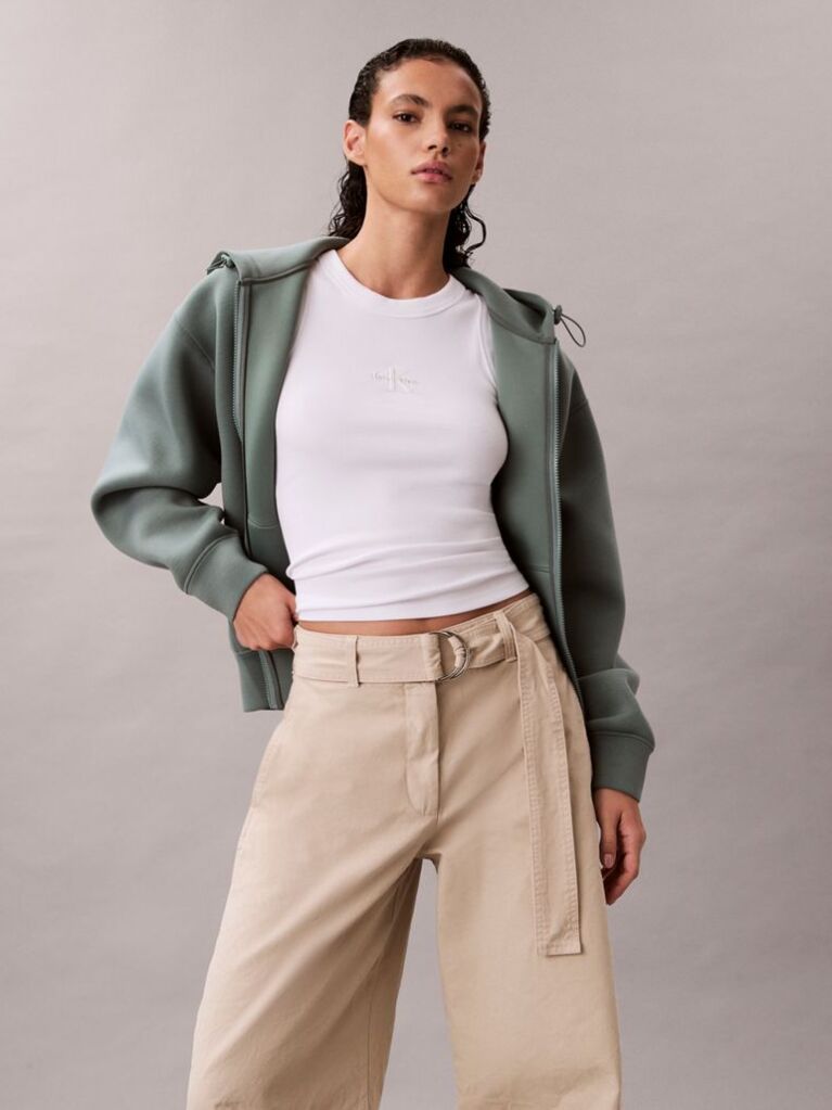 Beige Cotton Relaxed Belted Pants  Women