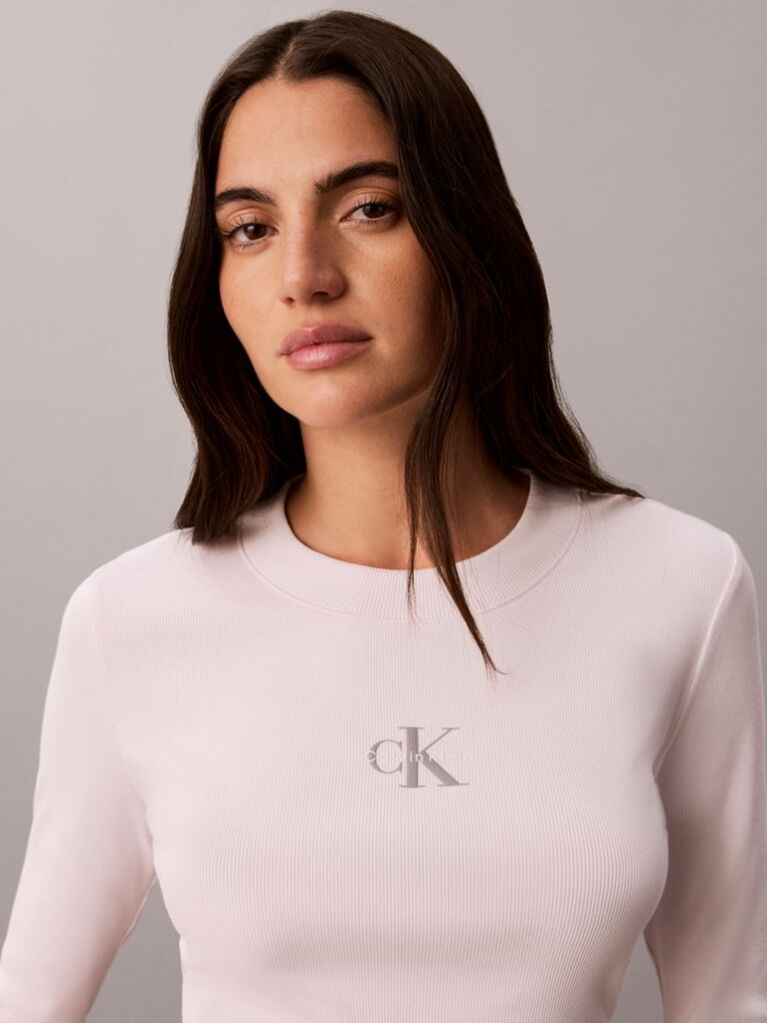 Ροζ Μακρυμάνικο T-Shirt Με Λογότυπο  Γυναίκα