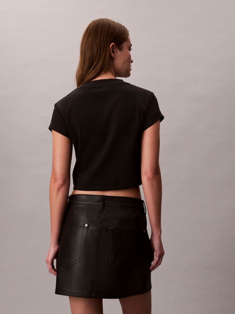 Black Slim Cropped Monogram T-shirt  Women