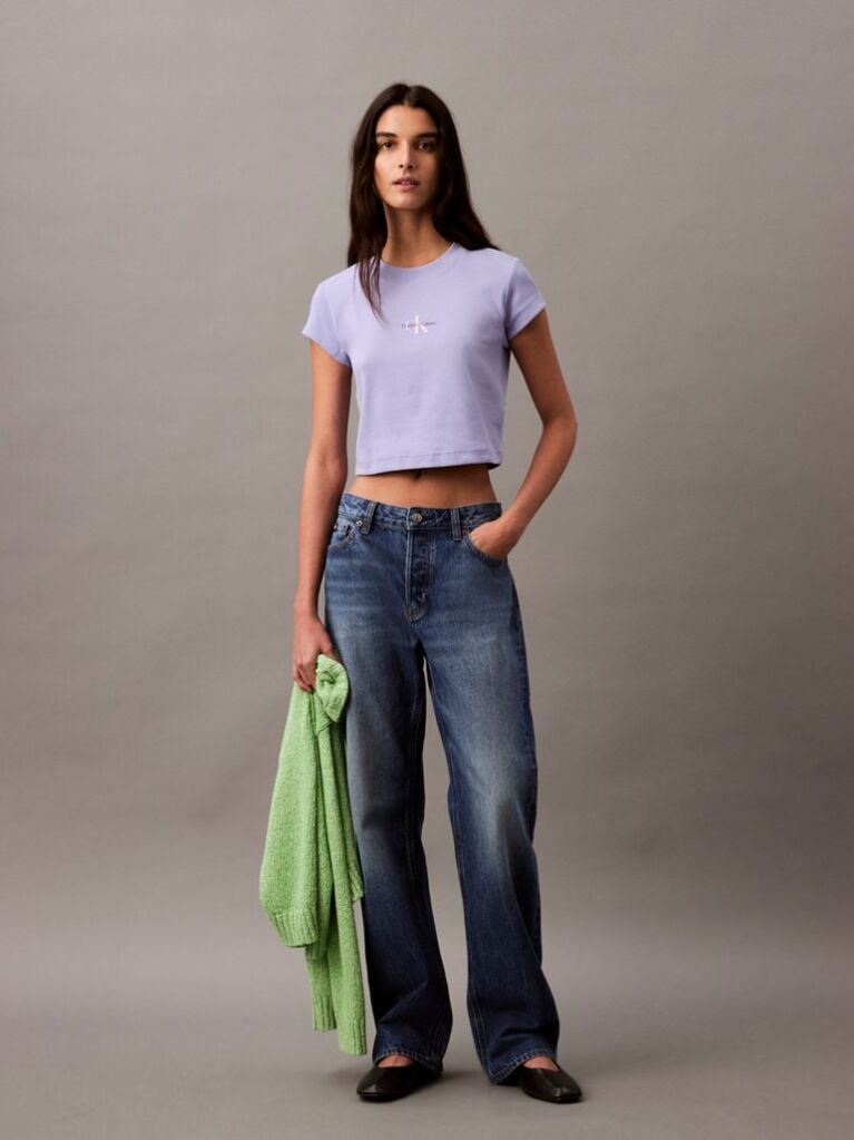 Purple Slim Cropped Monogram T-shirt  Women
