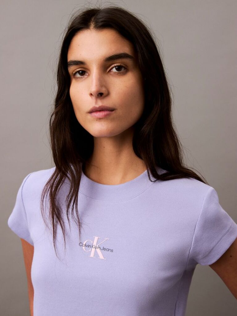 Purple Slim Cropped Monogram T-shirt  Women