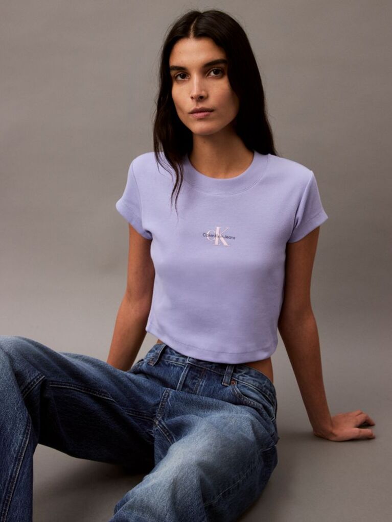 Purple Slim Cropped Monogram T-shirt  Women