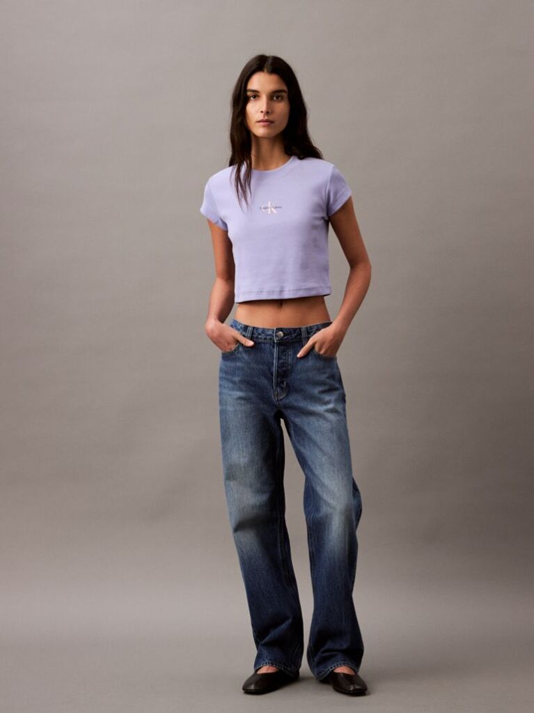 Purple Slim Cropped Monogram T-shirt  Women