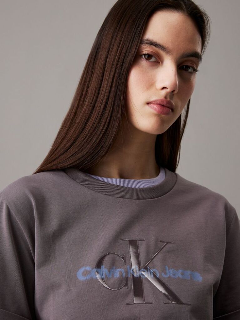 Γκρι Cropped T-shirt Με Λογότυπο  Γυναίκα