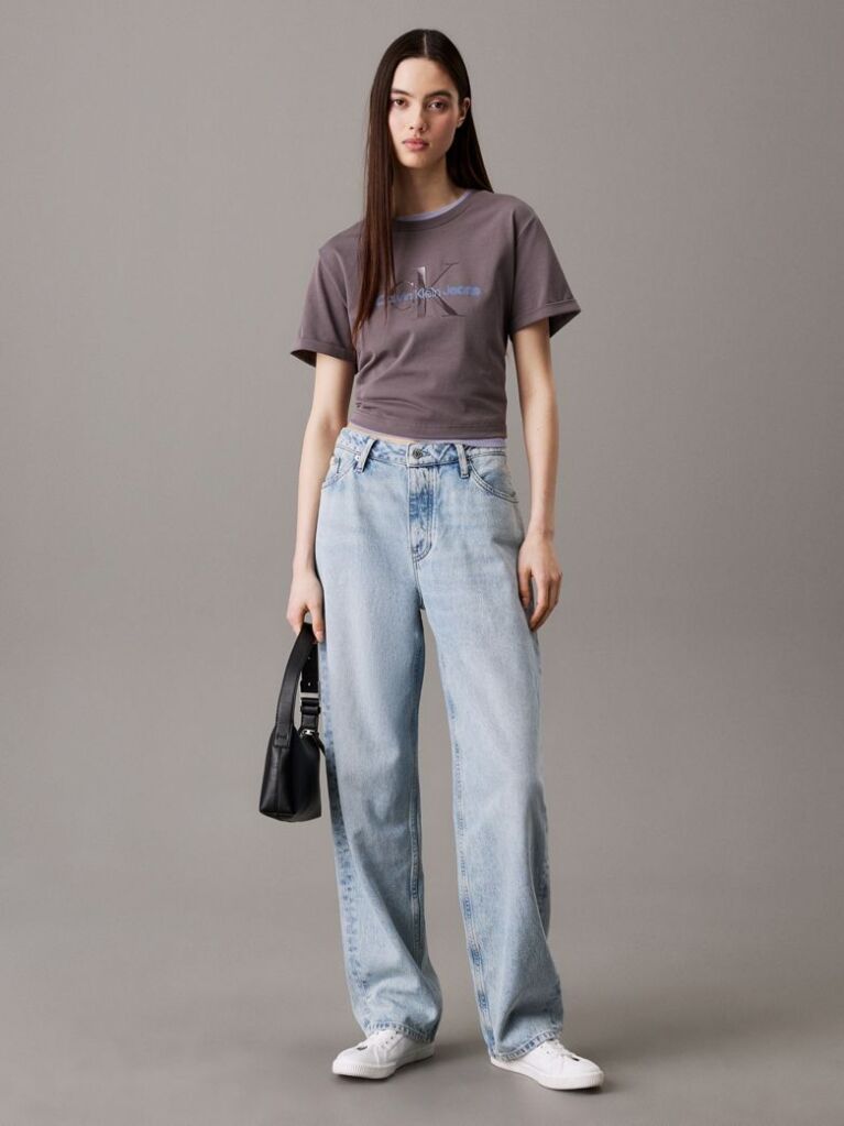 Γκρι Cropped T-shirt Με Λογότυπο  Γυναίκα