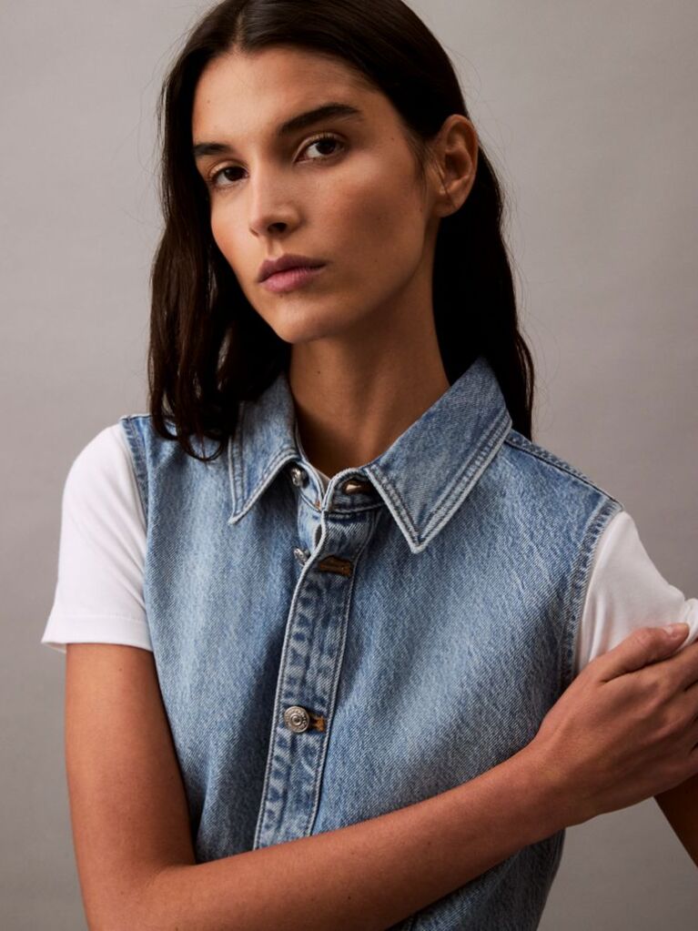 Denim Αμάνικο Denim Μίνι Φόρεμα  Γυναίκα