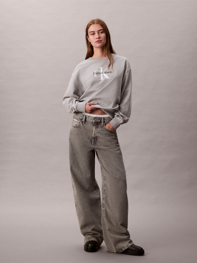 Grey Cropped Monogram Sweatshirt  Women