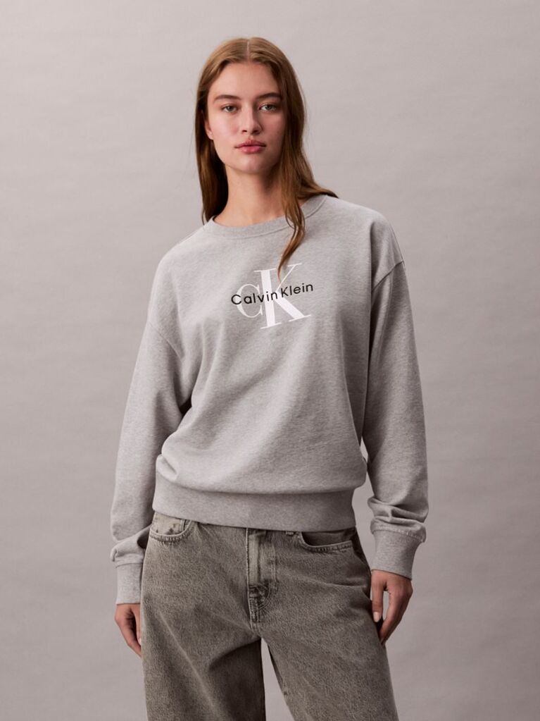 Grey Cropped Monogram Sweatshirt  Women