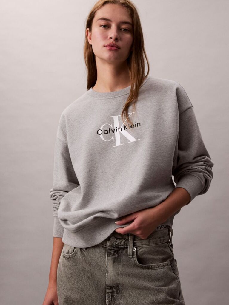 Grey Cropped Monogram Sweatshirt  Women
