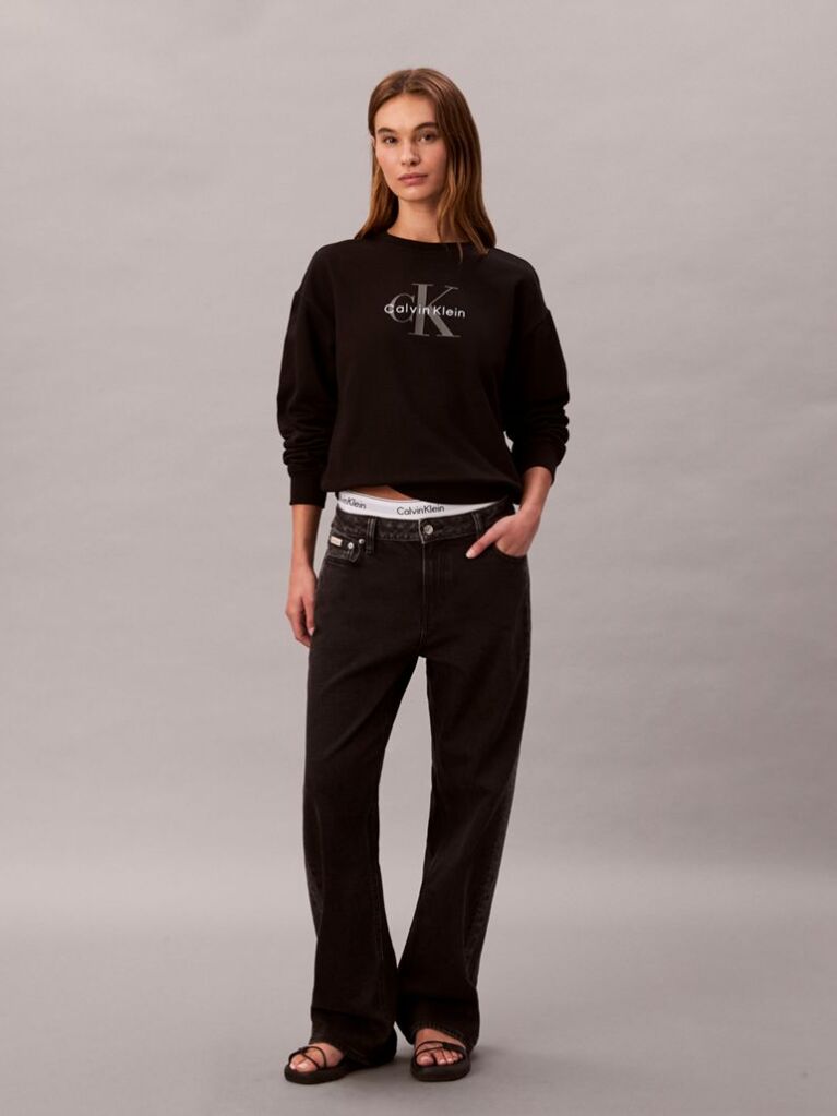 Black Cropped Monogram Sweatshirt  Women