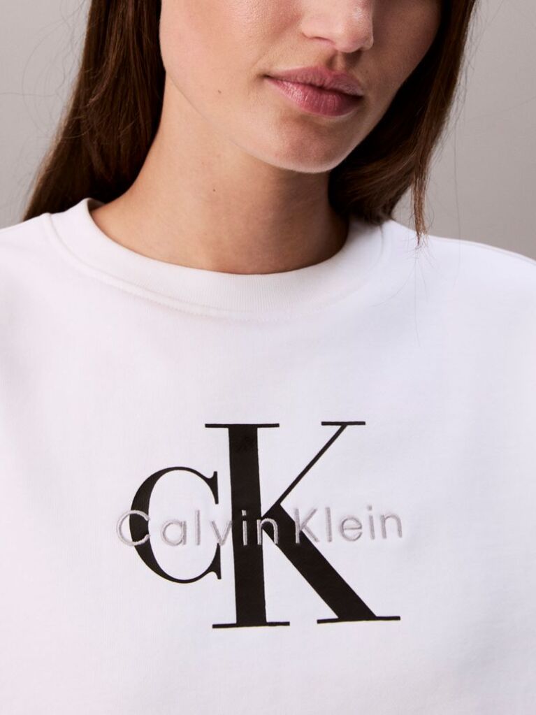 White Cropped Monogram Sweatshirt  Women