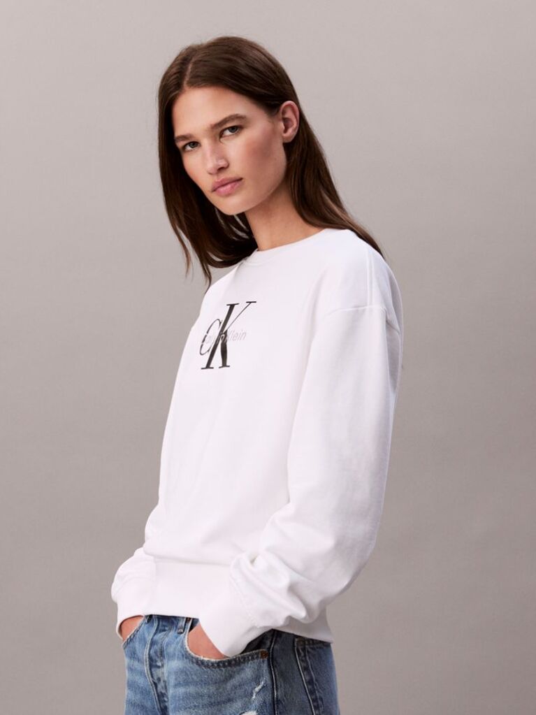 White Cropped Monogram Sweatshirt  Women
