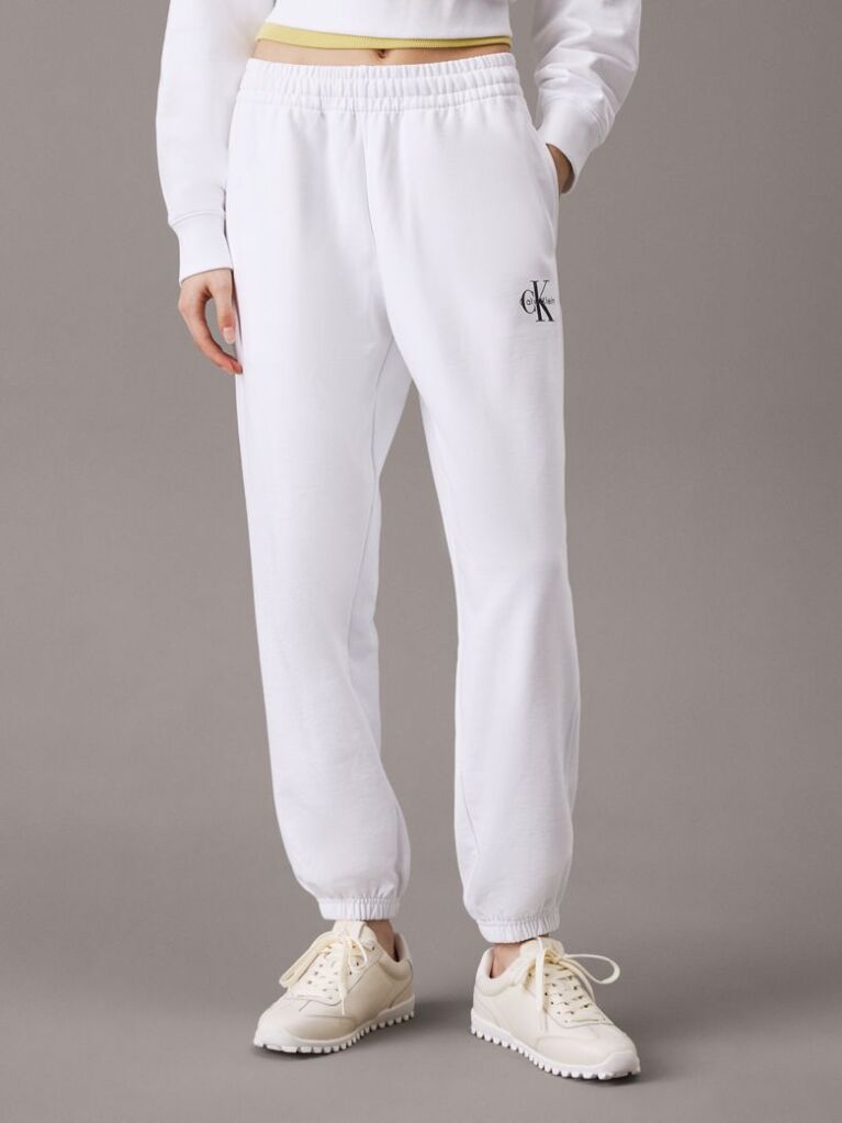 White Relaxed Monogram Joggers  Women