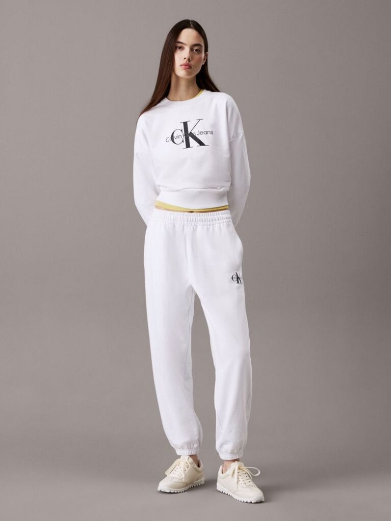White Relaxed Monogram Joggers  Women