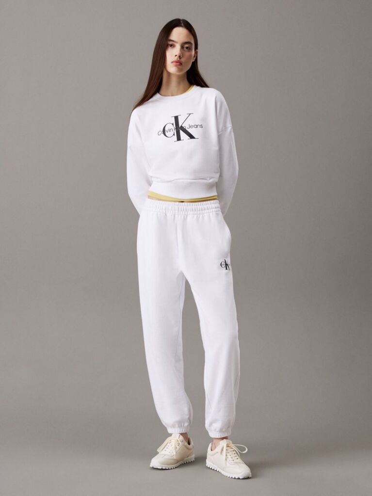 White Relaxed Monogram Joggers  Women