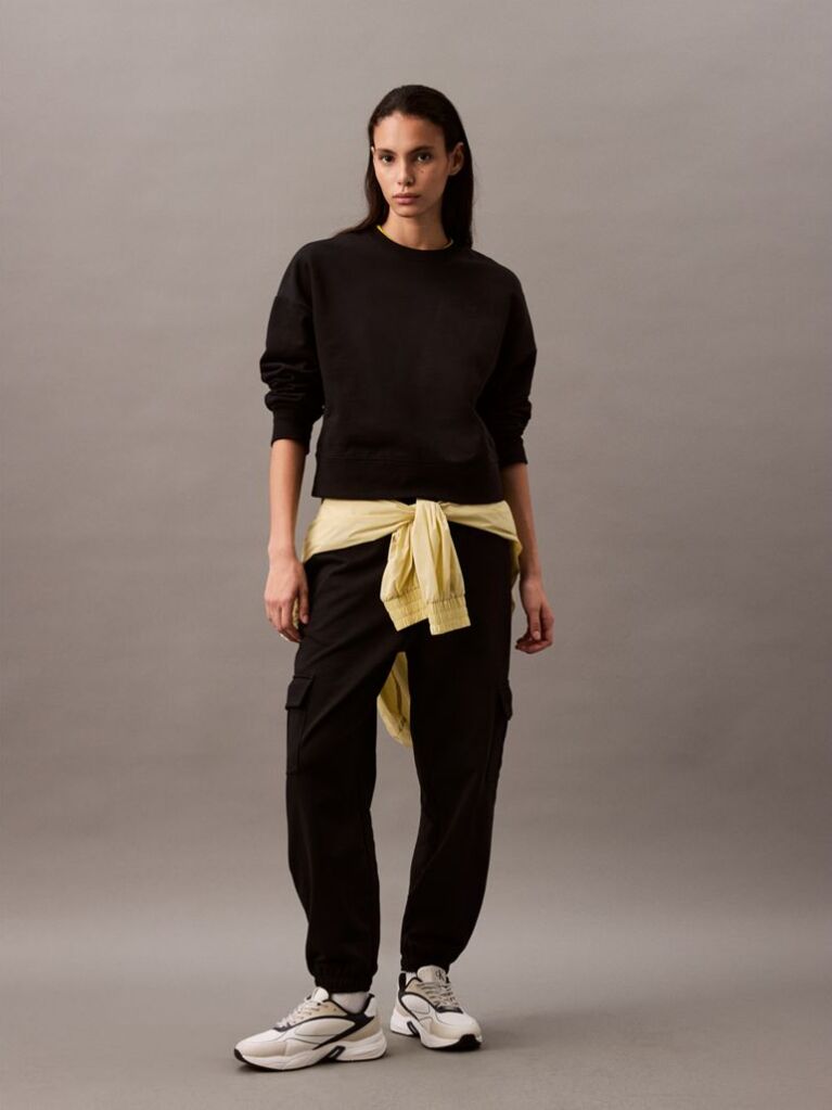 Black Relaxed Cotton Terry Sweatshirt  Women