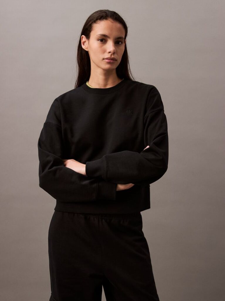 Black Relaxed Cotton Terry Sweatshirt  Women