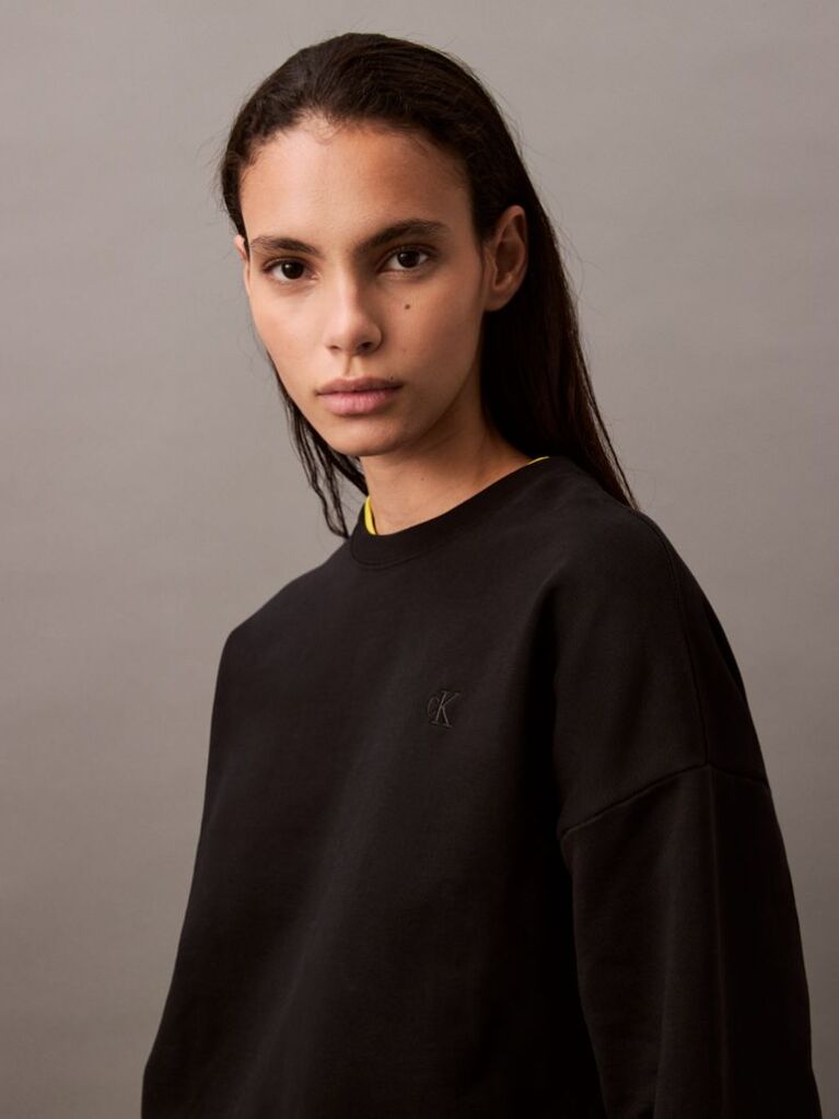 Black Relaxed Cotton Terry Sweatshirt  Women
