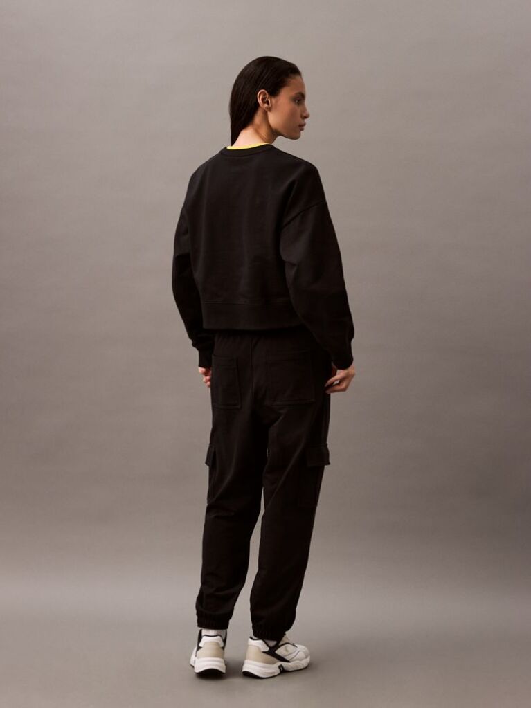 Black Relaxed Cotton Terry Sweatshirt  Women