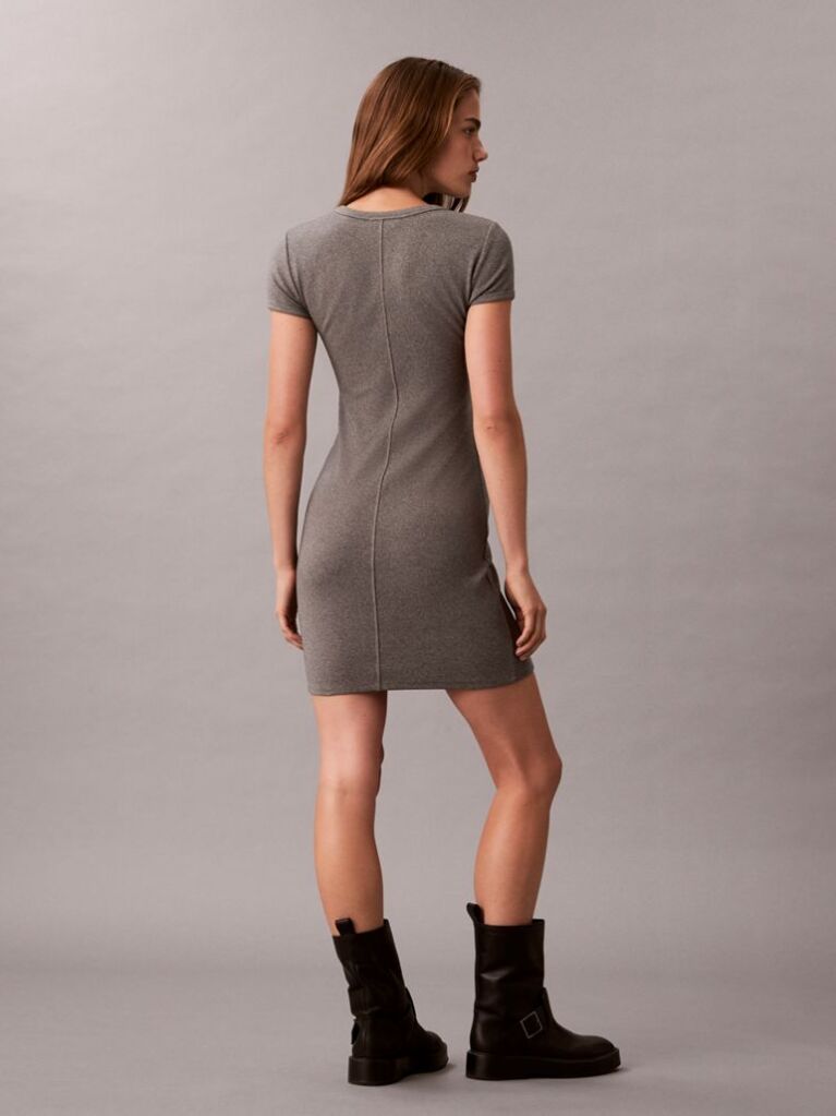 Grey Soft Stretch Cotton T-shirt Dress  Women