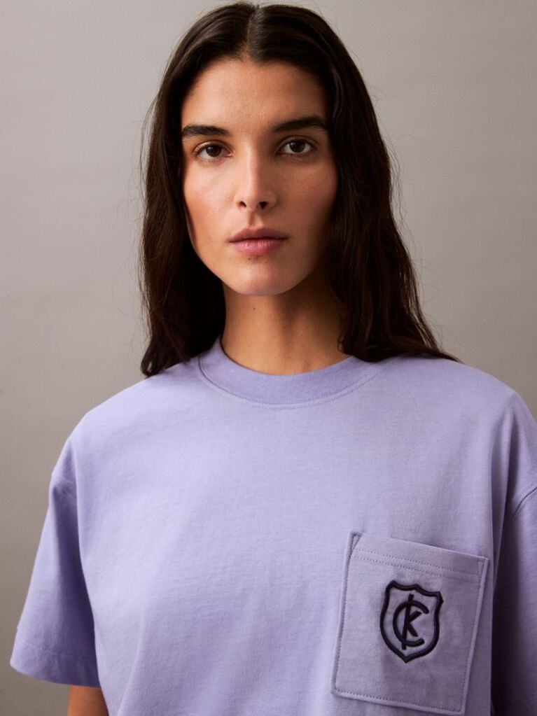 Purple Cropped Shield Logo T-shirt  Women