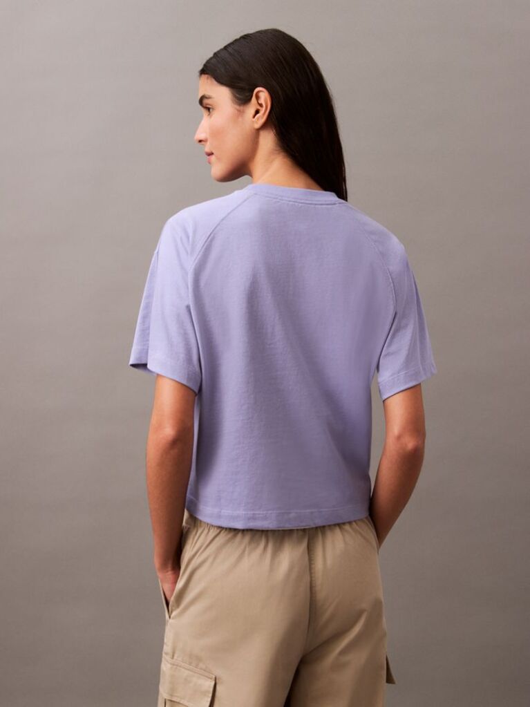 Purple Cropped Shield Logo T-shirt  Women