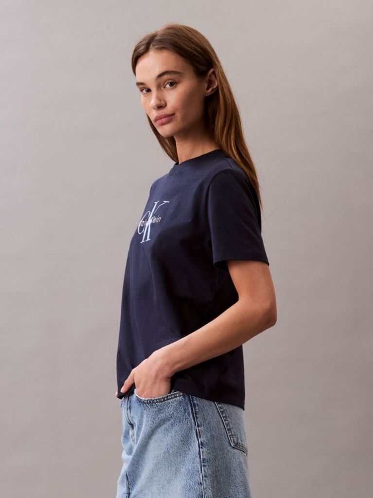 Blue Monogram Logo Tee  Women