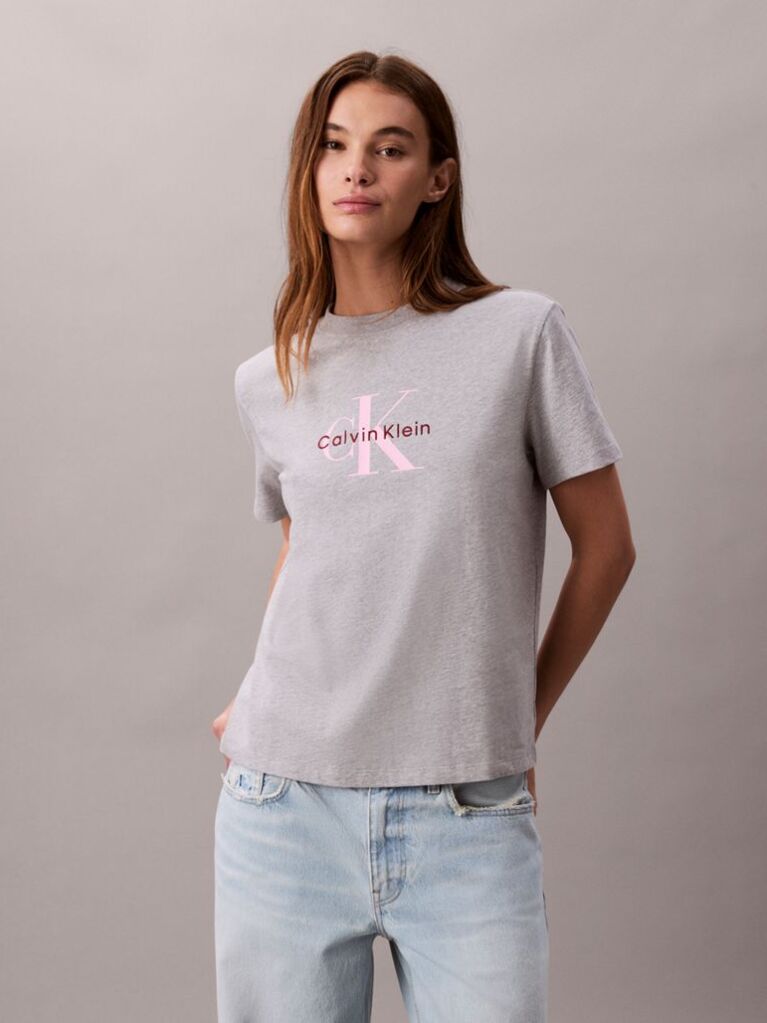 Grey Monogram Logo Tee  Women