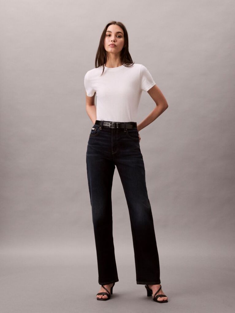 Black High Rise Straight Jeans  Women
