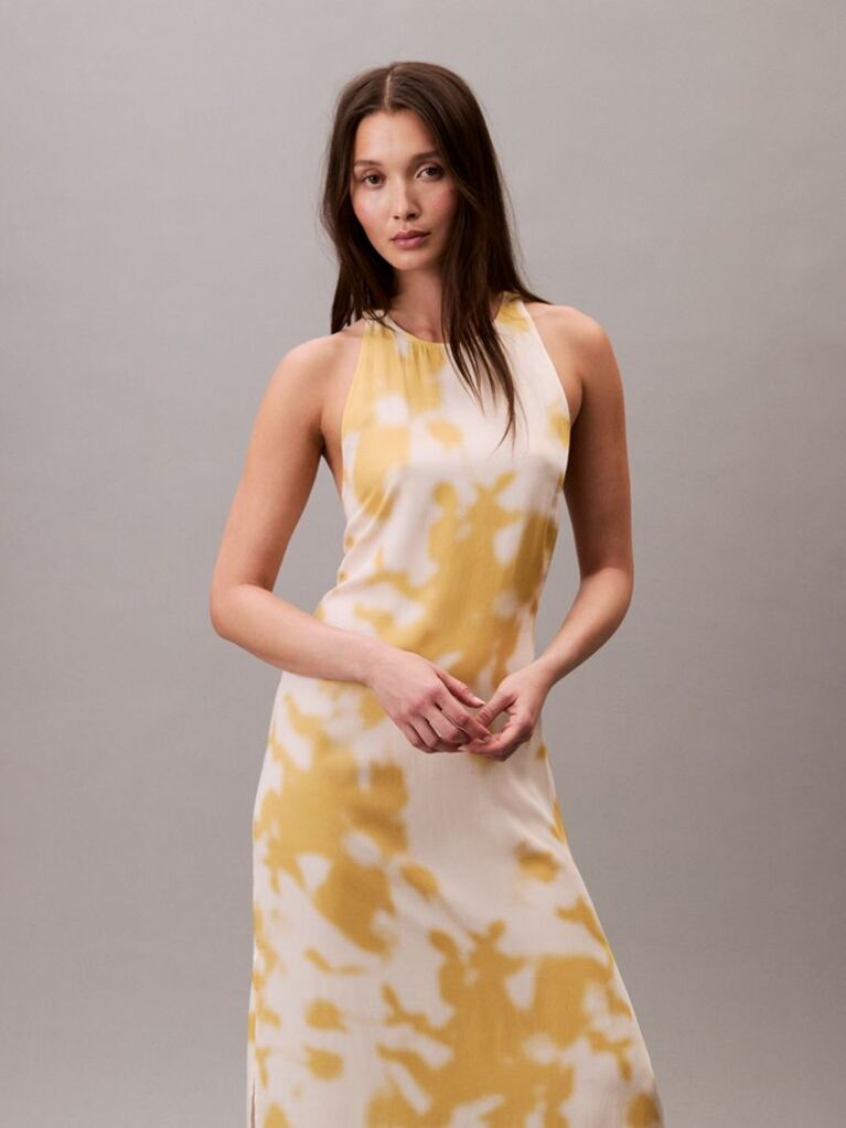 Multi Printed Satin Halter Dress  Women