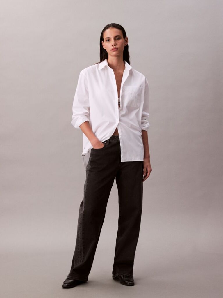 White Relaxed Poplin Shirt  Women