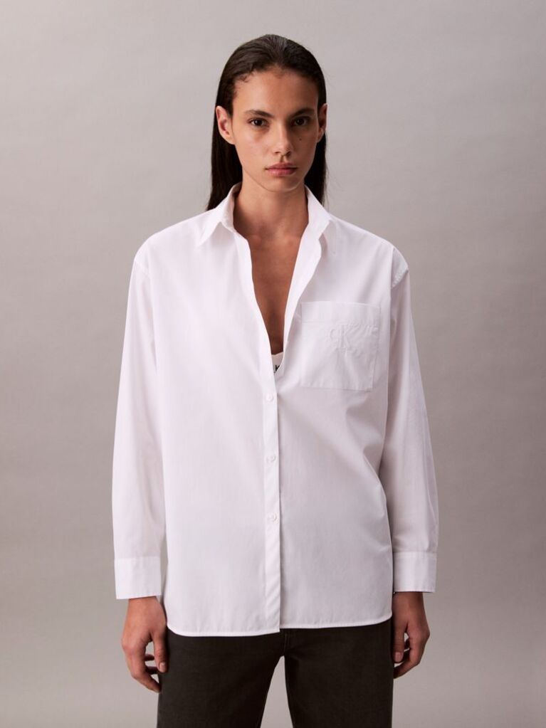 White Relaxed Poplin Shirt  Women