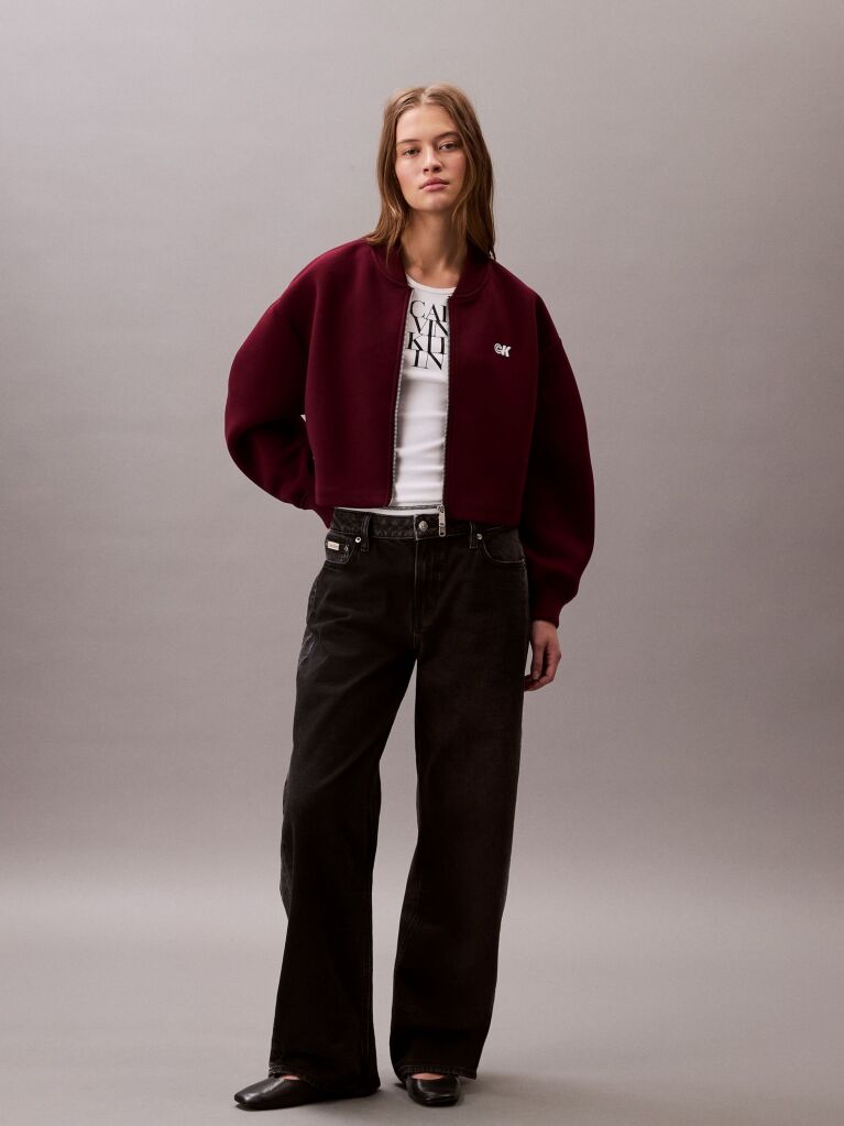 Red Scuba Relaxed Bomber Jacket  Women