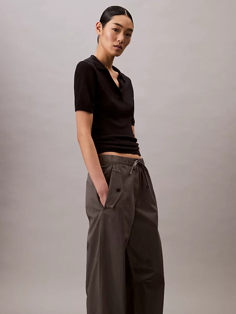 Grey Cotton Stretch Cargo Pants  Women