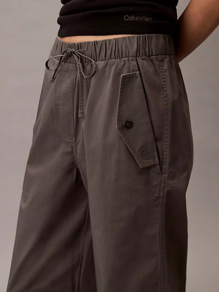 Grey Cotton Stretch Cargo Pants  Women