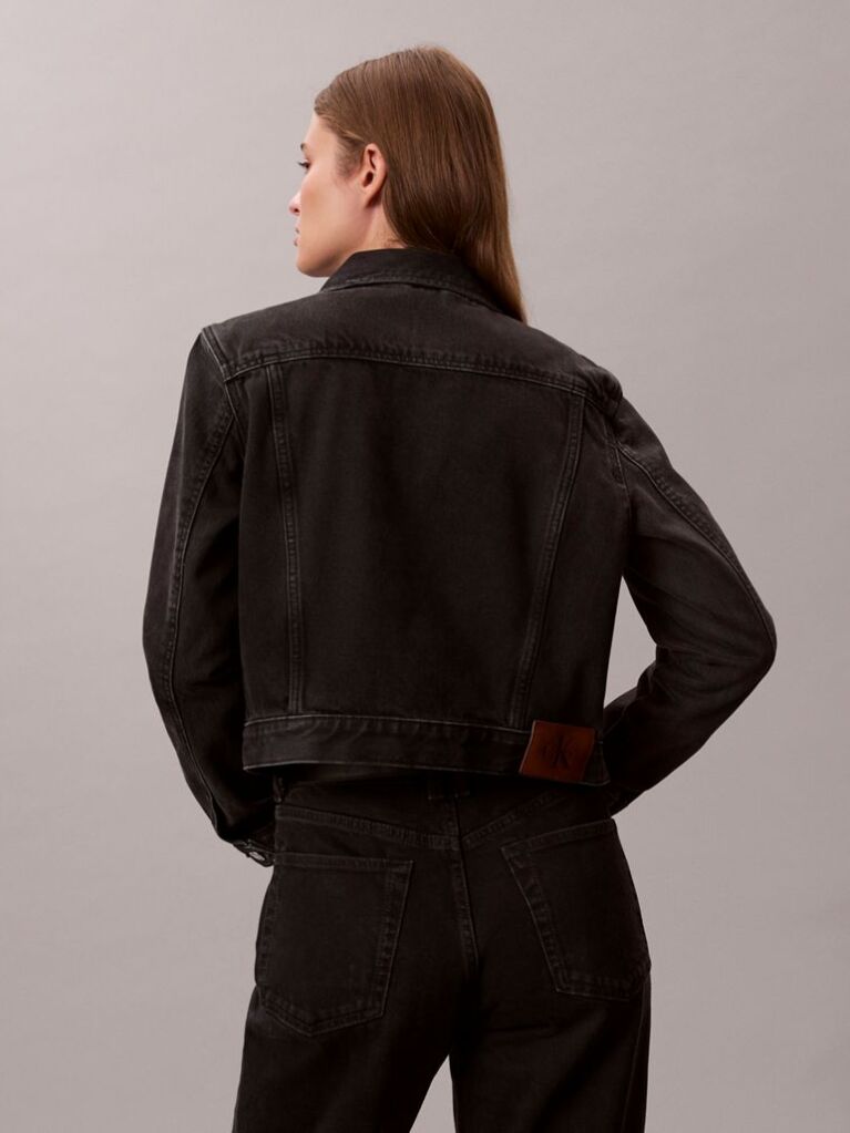 Black Cropped 90s Denim Jacket  Women