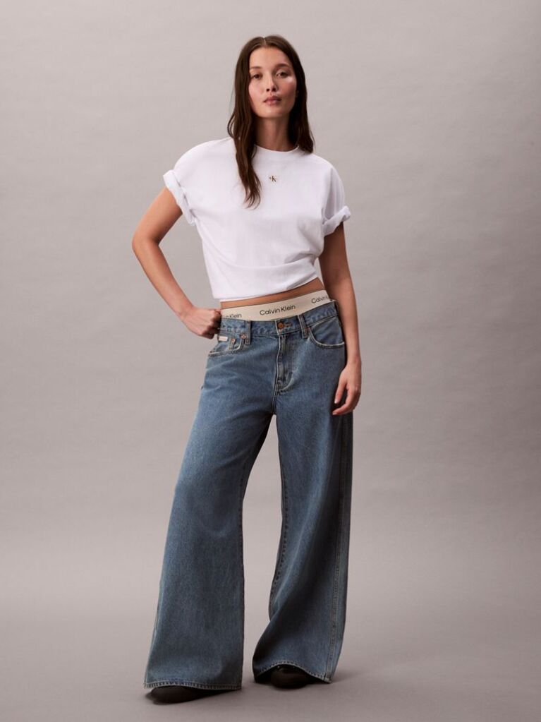 Λευκό Κοντομάνικο Oversized T-shirt  Γυναίκα