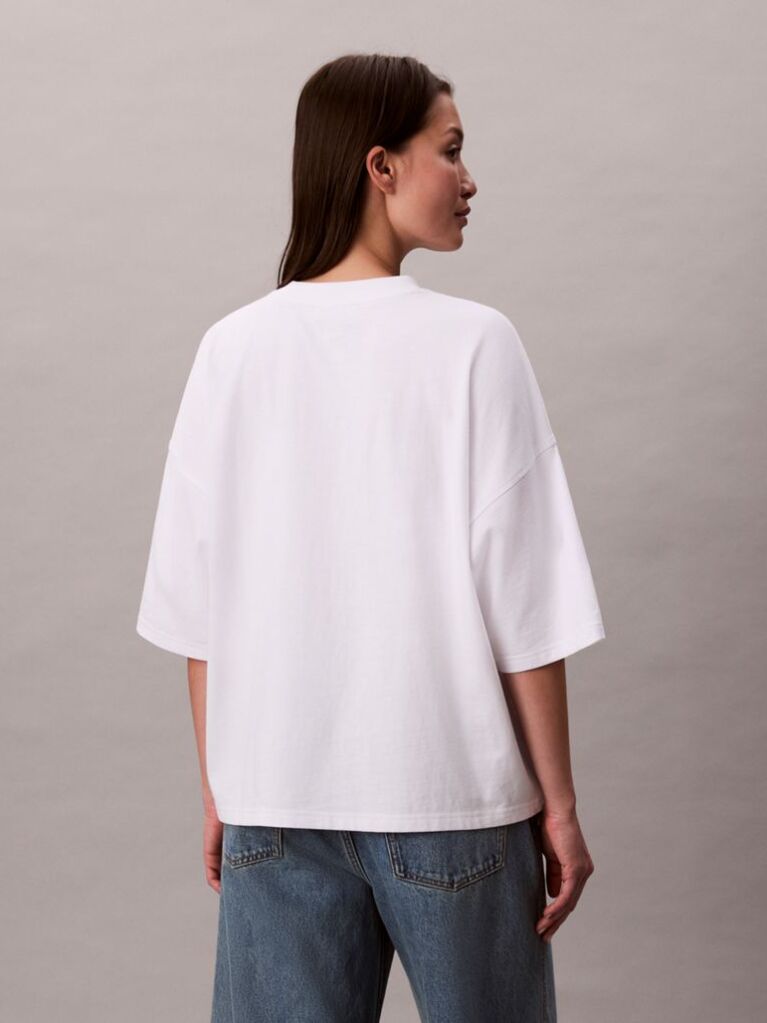 Λευκό Κοντομάνικο Oversized T-shirt  Γυναίκα