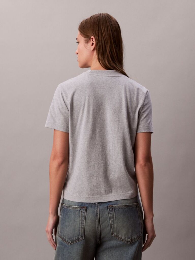 Γκρι T-Shirt Σε Slim Γραμμή Με Λογότυπο  Γυναίκα
