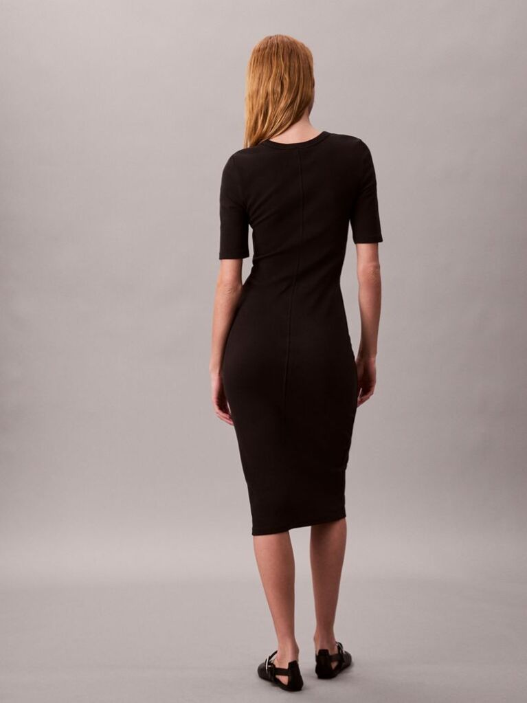 Black Rib Midi Dress  Women