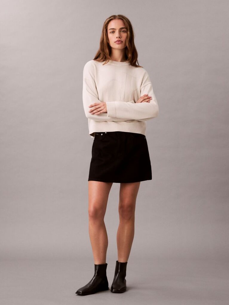 White Long Sleeve Smooth Cotton Sweater  Women