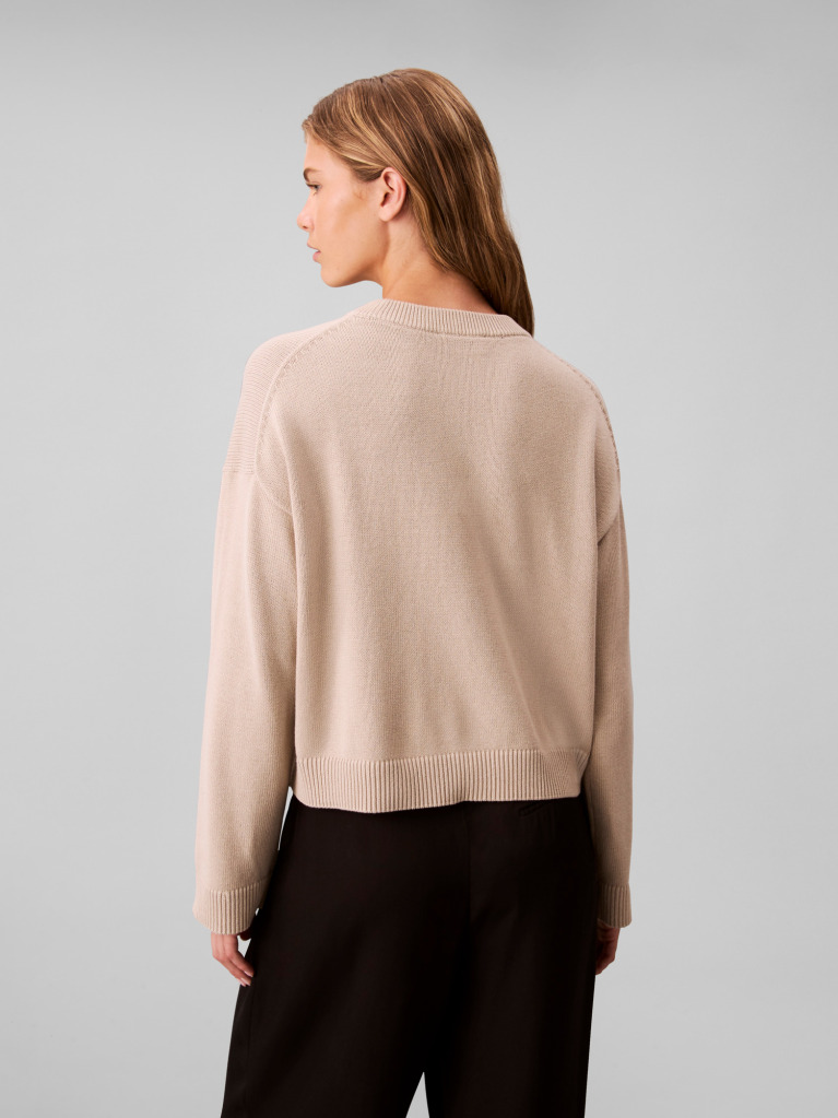 Beige Long Sleeve Crew Neck Sweater  Women